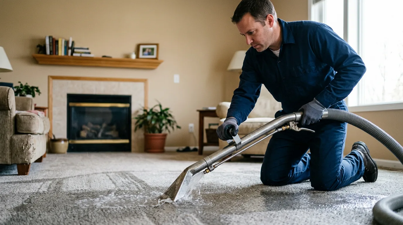 Water damage restoration technician working near Jackson, MI